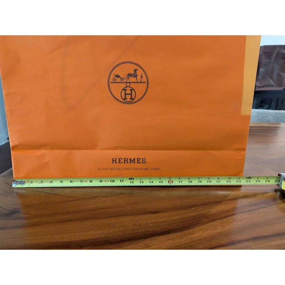 Hermès Orange Paper Shopping Bag With Rope Handles 24 x 18 x 7